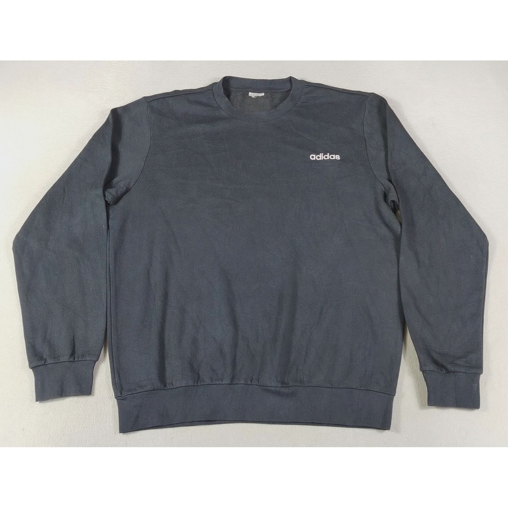 Adidas Sweatshirt Mens 2XL Black Fleece Crewneck Small Logo Casual Athletic